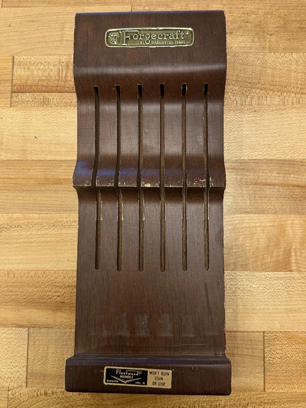 Vintage Forgecraft by Washington Forge set of (6) steak knives w/slotted holder